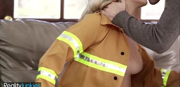  Blonde firefighter milks that firehose till it blows - Reality Junkies